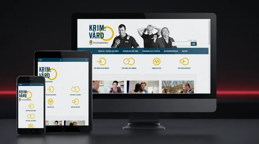 Kriminalvårdens webbplats i dator, surfplatta och mobil